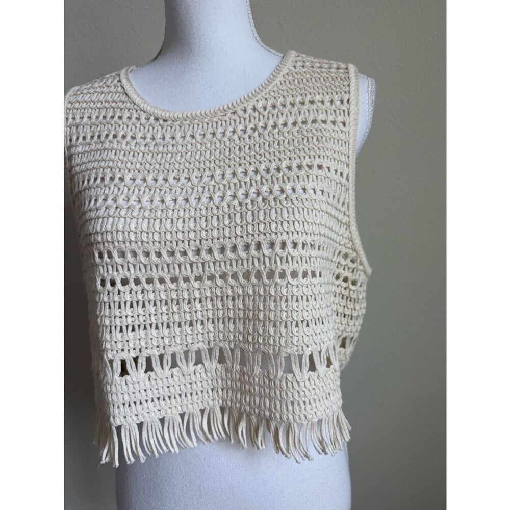 H&M Crochet Crop Tank Top - Cream - Picture 2 of 5